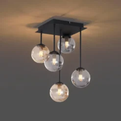 Qazqa plafondlamp athens zwart g9