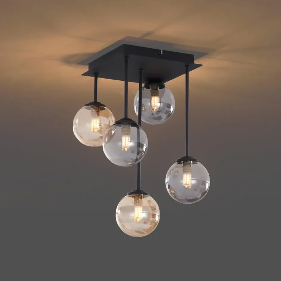 Qazqa plafondlamp athens zwart g9