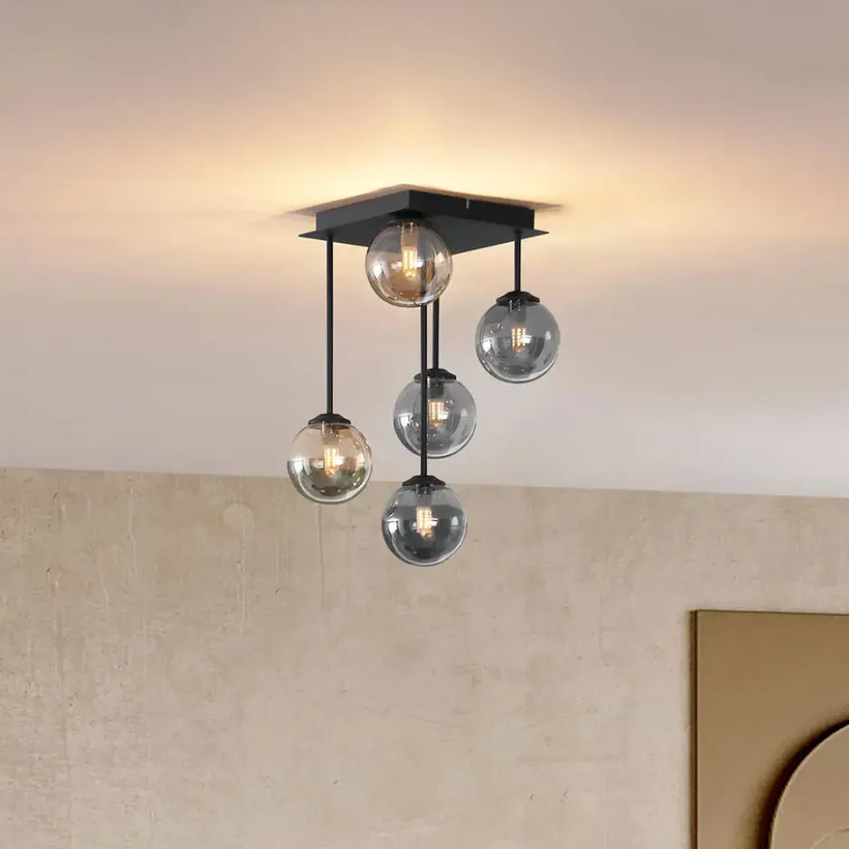 Qazqa plafondlamp athens zwart g9