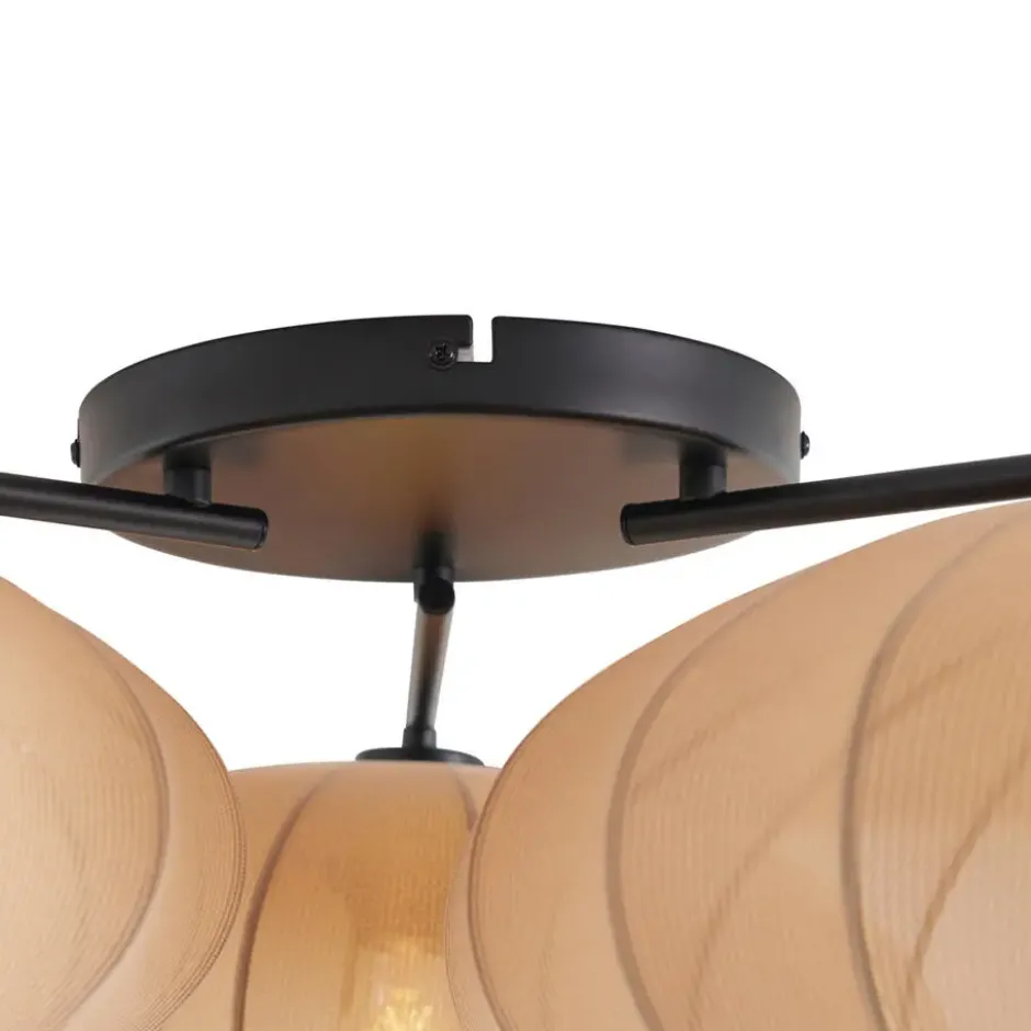 Qazqa plafondlamp bida bruin e27