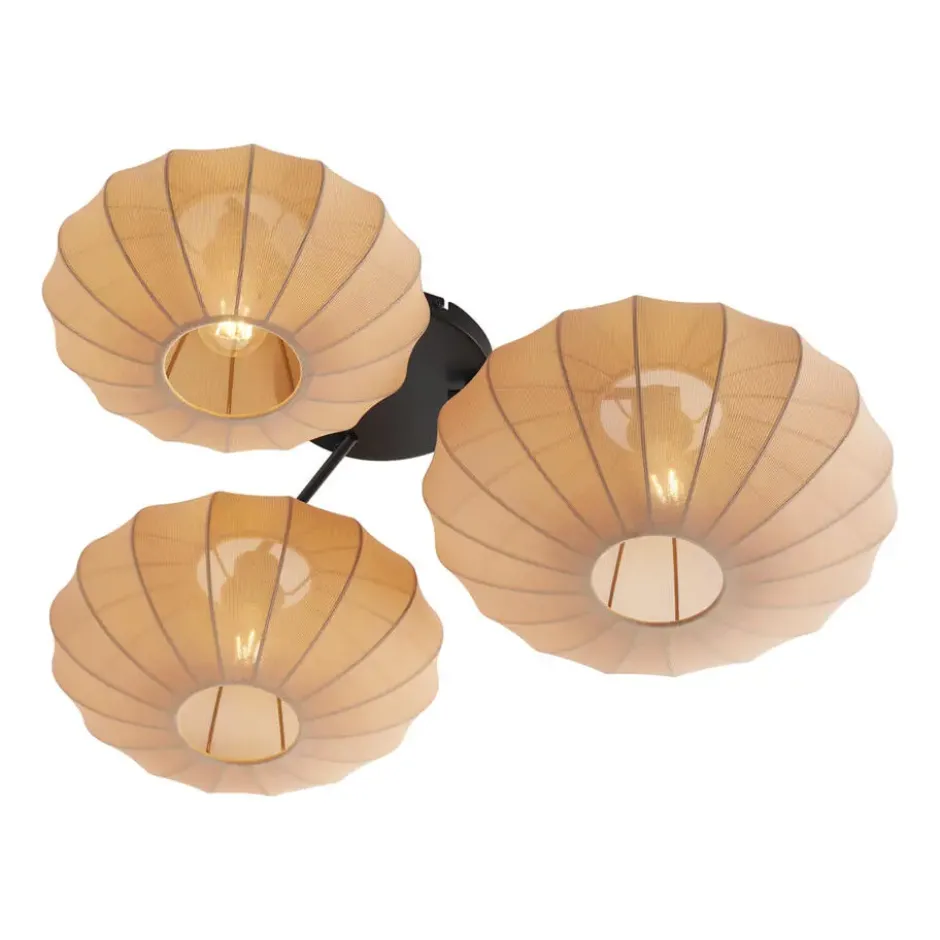 Qazqa plafondlamp bida bruin e27