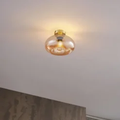 Qazqa plafondlamp busa goudkleurig e27