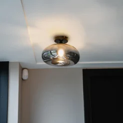 Qazqa plafondlamp busa zwart e27