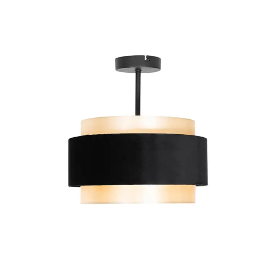 Qazqa plafondlamp elif zwart e27