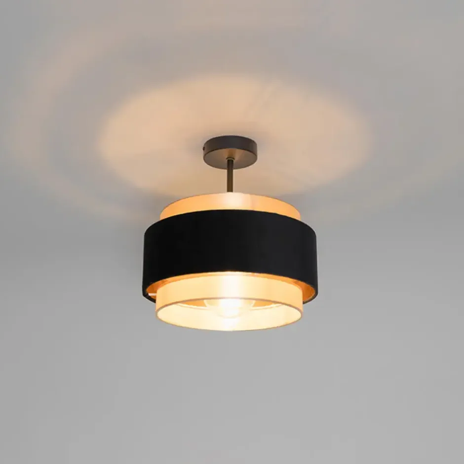 Qazqa plafondlamp elif zwart e27