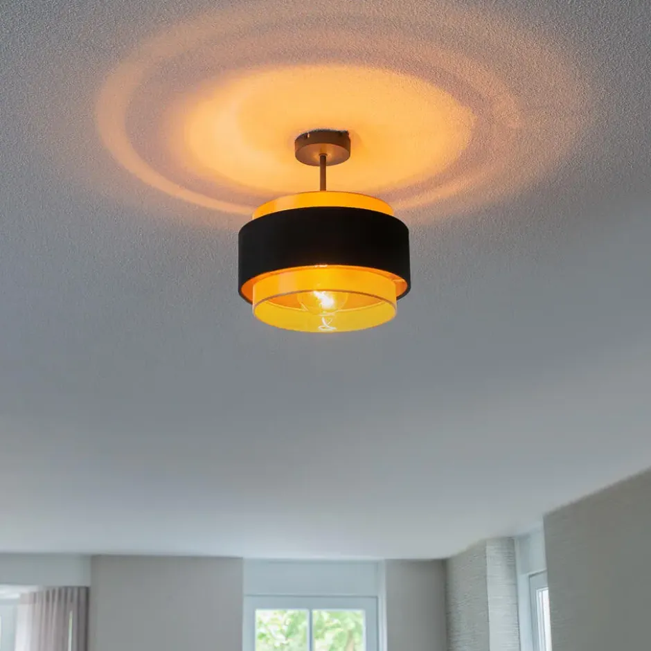 Qazqa plafondlamp elif zwart e27