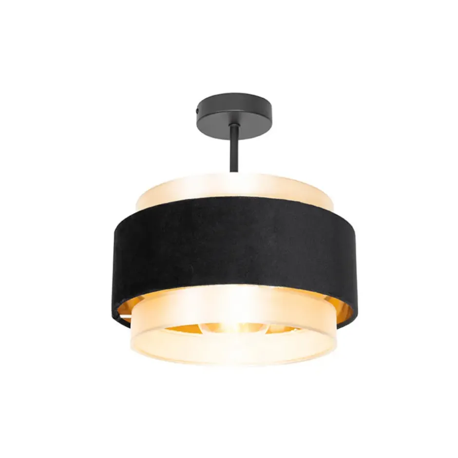Qazqa plafondlamp elif zwart e27