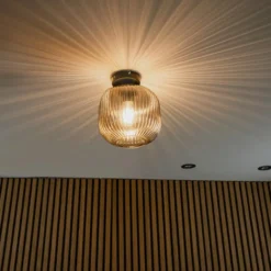 Qazqa plafondlamp karel zwart e27