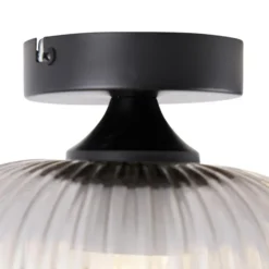 Qazqa plafondlamp karel zwart e27