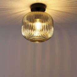 Qazqa plafondlamp karel zwart e27