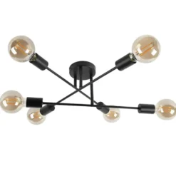 Qazqa plafondlamp met meerdere armen sydney zwart e27