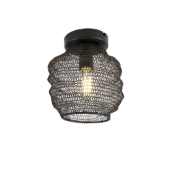 Qazqa plafondlamp nidum zwart e27