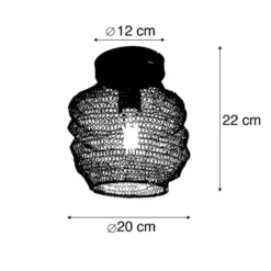 Qazqa plafondlamp nidum zwart e27