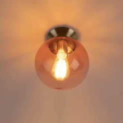 Qazqa plafondlamp pallon roze e27