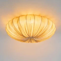 Qazqa plafondlamp plu beige e27