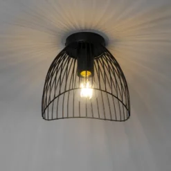 Qazqa plafondlamp pua zwart e27