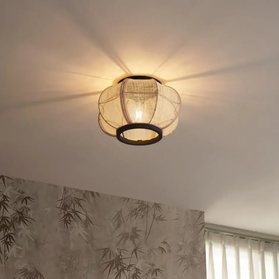 Qazqa plafondlamp rob beige e27