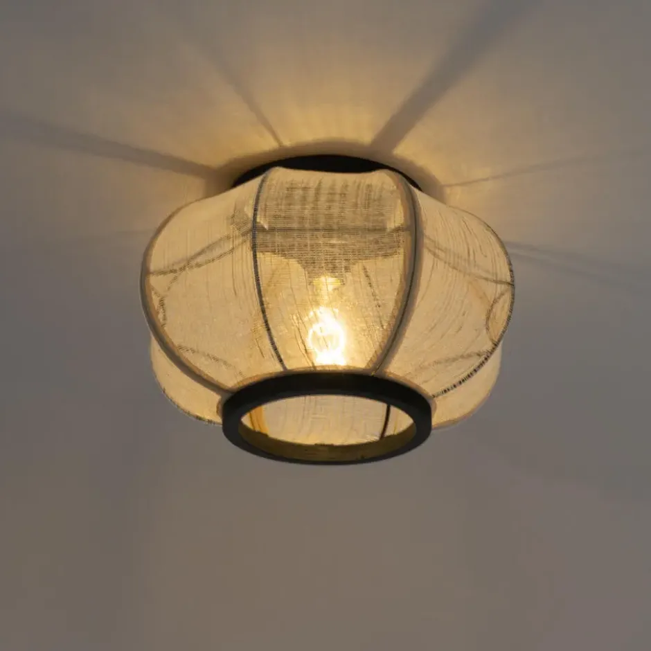 Qazqa plafondlamp rob beige e27