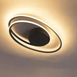 Qazqa plafondlamp rowan zwart geïntegreerde led