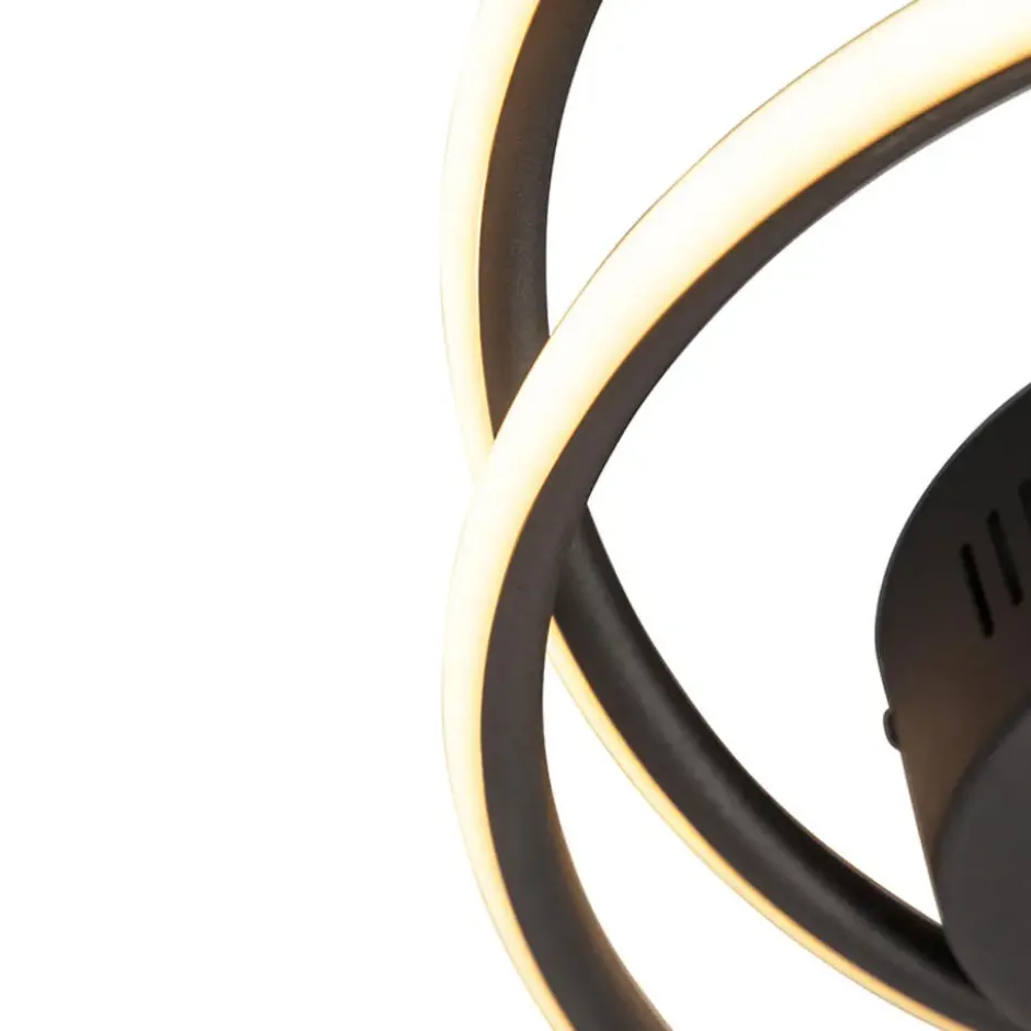 Qazqa plafondlamp rowan zwart geïntegreerde led