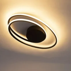 Qazqa plafondlamp rowan zwart geïntegreerde led