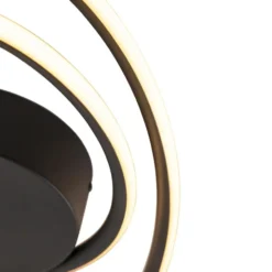 Qazqa plafondlamp rowan zwart geïntegreerde led