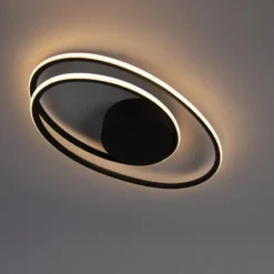 Qazqa plafondlamp rowan zwart geïntegreerde led