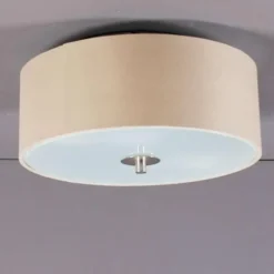 Qazqa plafondlamp van stof drum beige e27