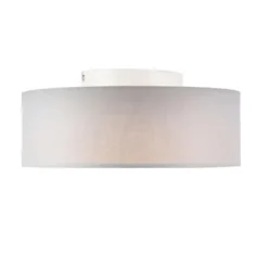 Qazqa plafondlamp van stof drum led grijs geïntegreerde led