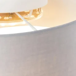 Qazqa plafondlamp van stof drum led grijs geïntegreerde led