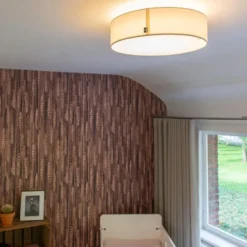 Qazqa plafondlamp van stof drum led wit geïntegreerde led