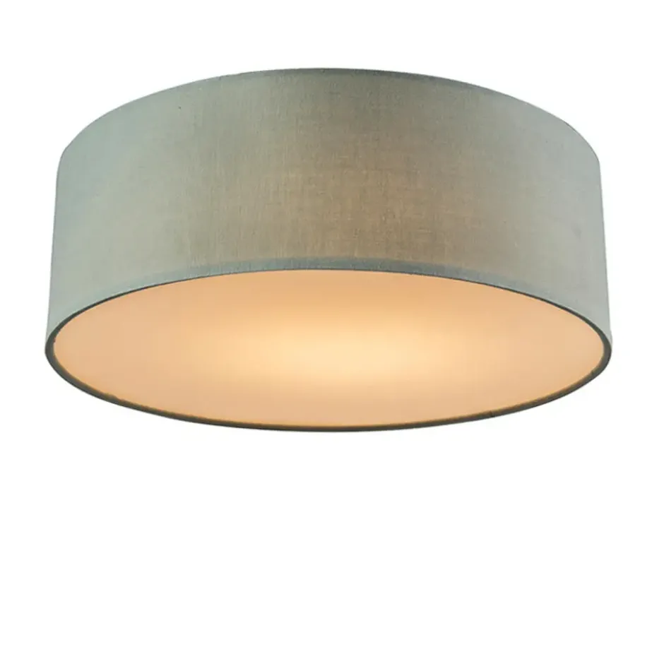 Qazqa plafondlamp van stof drum led groen geïntegreerde led