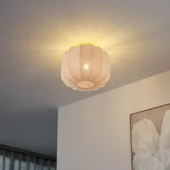 Qazqa plafondlamp van stof pluni beige e27