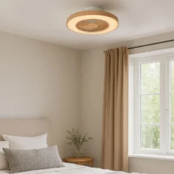 Qazqa plafondventilator climo beige geïntegreerde led