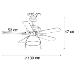 Qazqa plafondventilator magna licht88 zwart e27