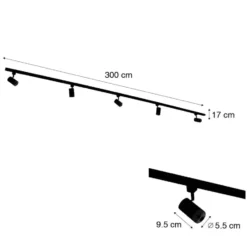 Qazqa railverlichting set iconic jeana zwart gu10