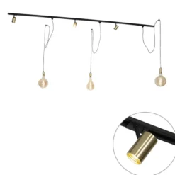 Qazqa railverlichting set iconic cavalux jeana goudkleurig gu10