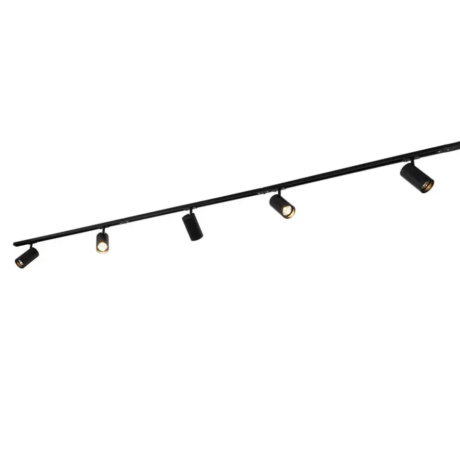 Qazqa railverlichting set iconic jeana luxe zwart gu10