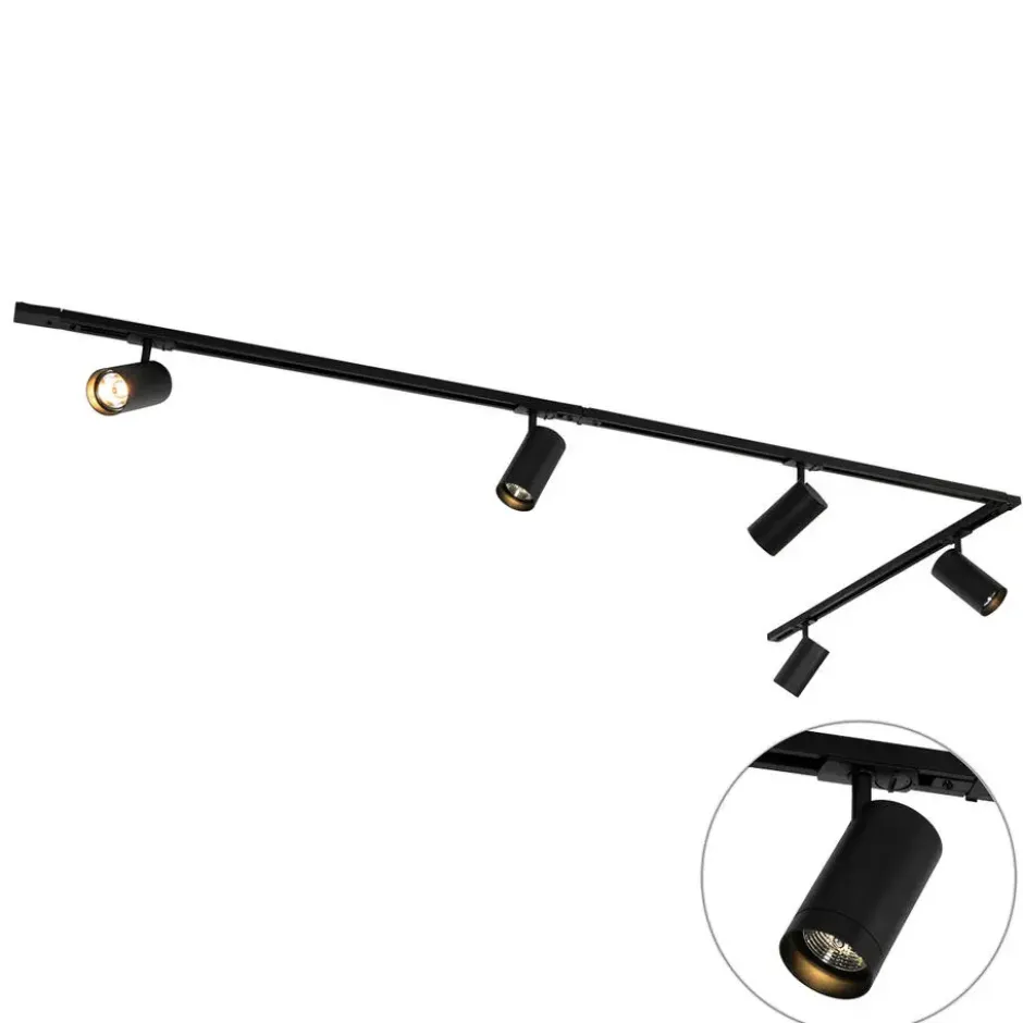 Qazqa railverlichting set iconic jeana luxe zwart gu10