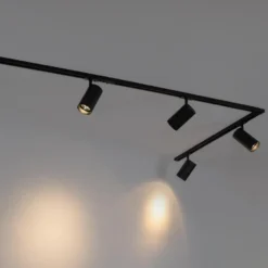 Qazqa railverlichting set iconic jeana luxe zwart gu10