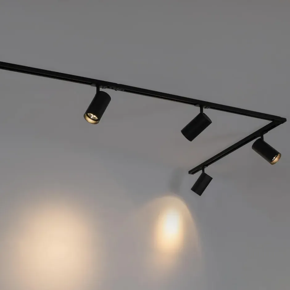 Qazqa railverlichting set iconic jeana luxe zwart gu10