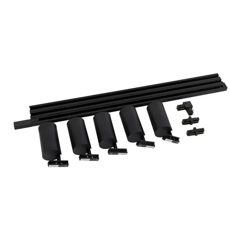 Qazqa railverlichting set iconic jeana luxe zwart gu10