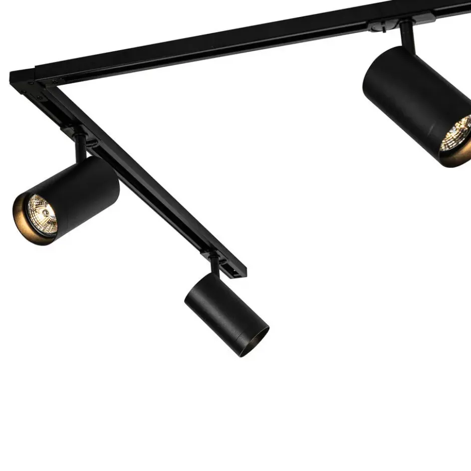 Qazqa railverlichting set iconic jeana luxe zwart gu10
