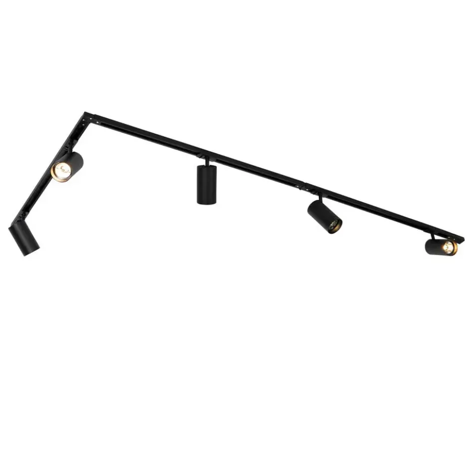 Qazqa railverlichting set iconic jeana luxe zwart gu10