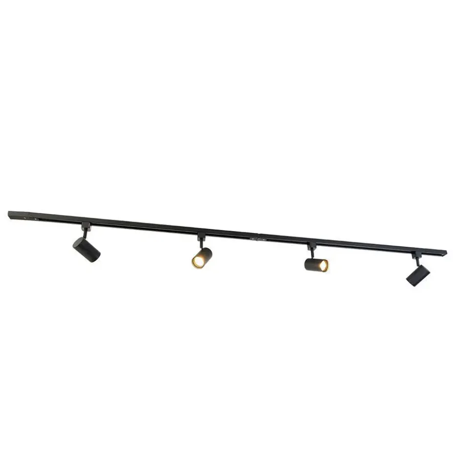 Qazqa railverlichting set iconic jeana zwart gu10