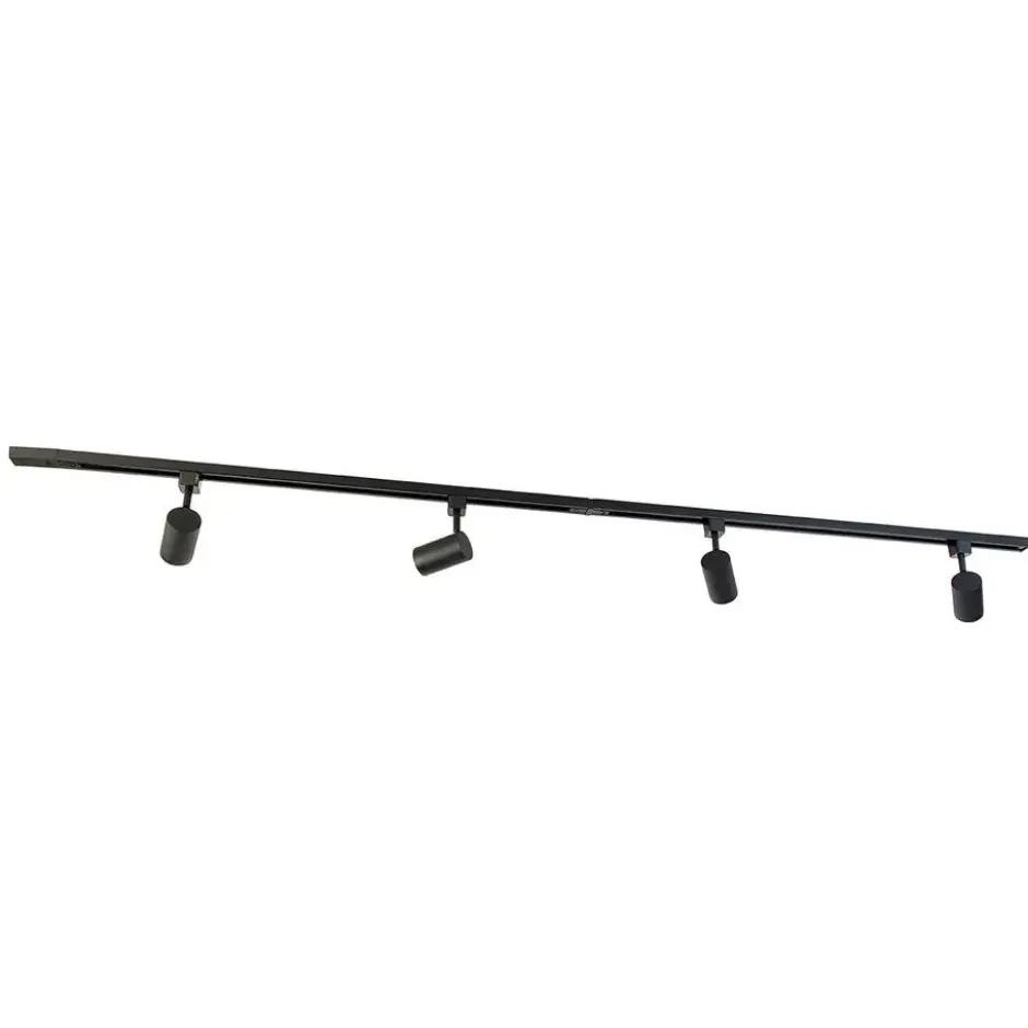 Qazqa railverlichting set iconic jeana zwart gu10