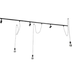 Qazqa railverlichting set iconic cavalux jeana zwart e27