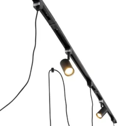 Qazqa railverlichting set iconic cavalux jeana zwart e27
