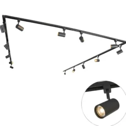 Qazqa railverlichting set iconic jeana zwart gu10