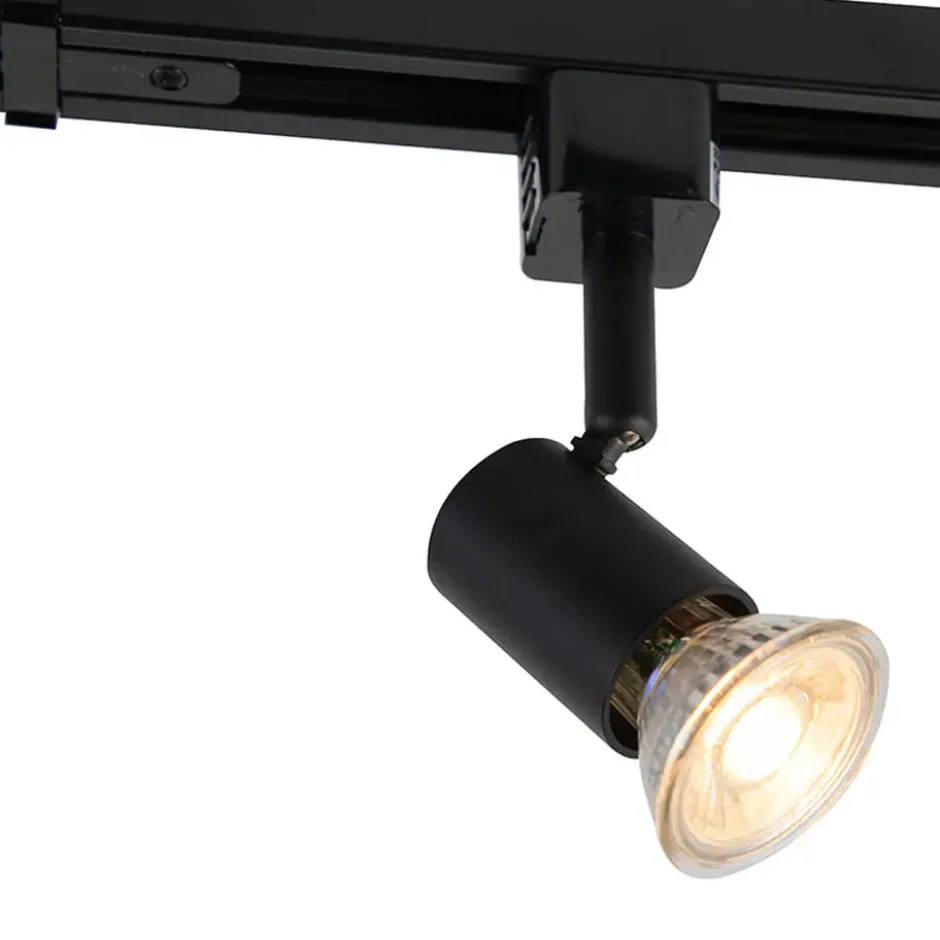 Qazqa railverlichting set iconic jeany zwart gu10